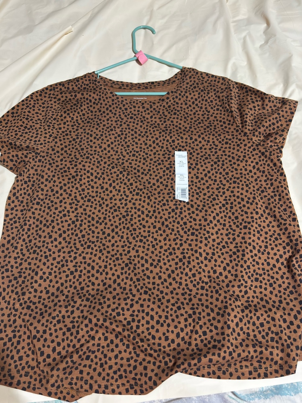 Sonoma Brown and Black Spotted Short Sleeve Top